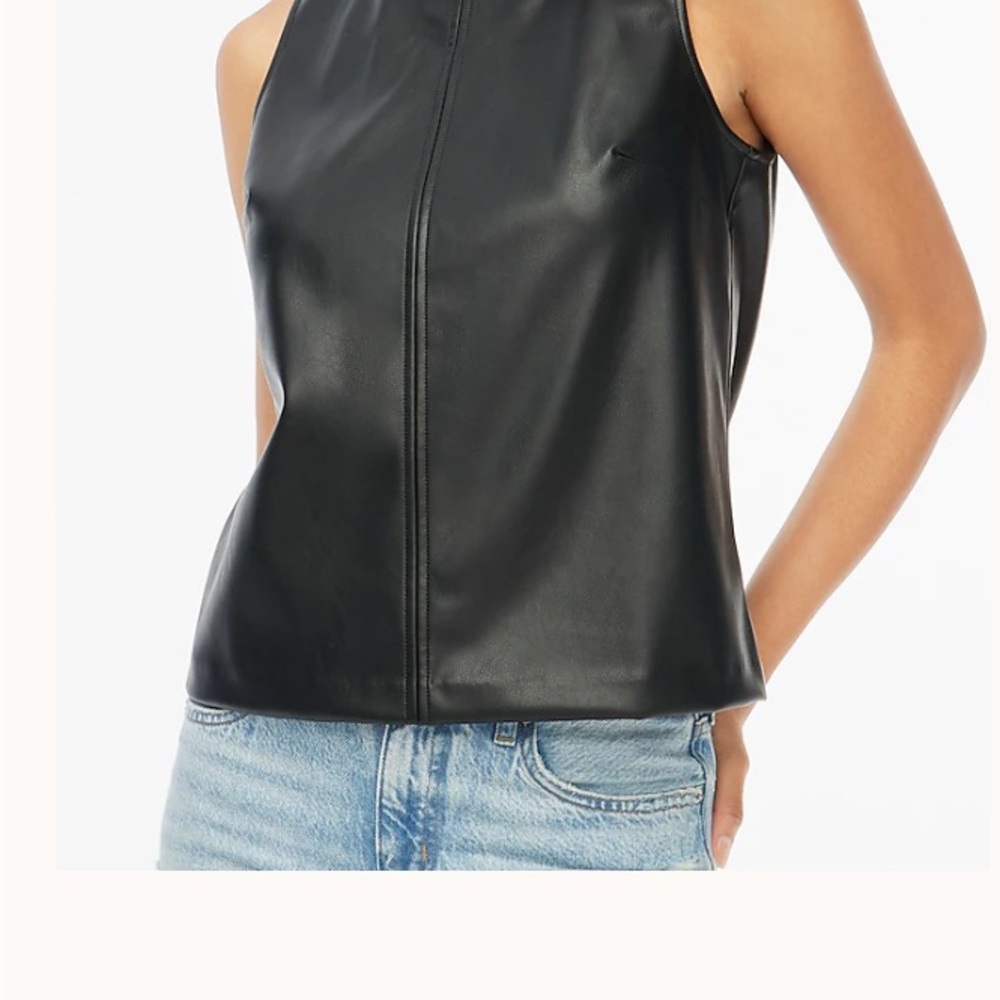 NWT JCrew Factory Black Faux Leather Tank Top